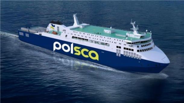 Polnische Fährbetreiber fusionieren zu PolSca Baltic Ferries Eine Darstellung einer künftigen Polsca-Fähre.