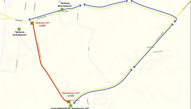 Umleitung der Buslinie 856 zwischen Wohnste und Ramshausen
