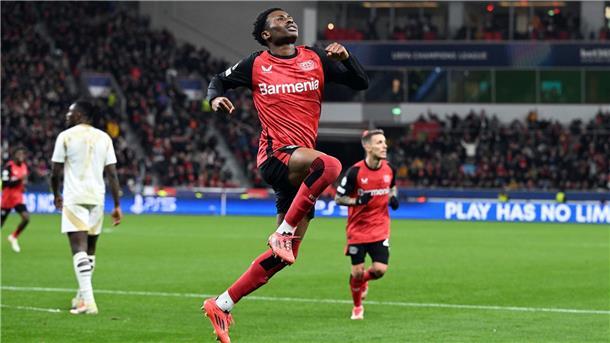 Bayer macht Achtelfinaleinzug perfekt - 2:0 gegen Prag Sorgte mit dem 2:0 für die Vorentscheidung: Nathan Tella.