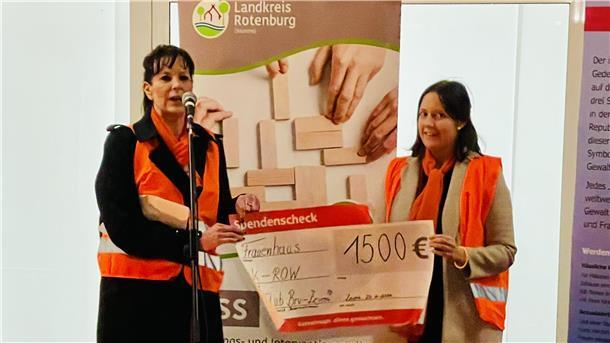Frauennetzwerk Zeven setzt sich für eine Welt ohne Gewalt an Frauen ein Spendenübergabe ans Frauenhaus: SI-Präsidentin Nadine Eckhoff (links) und Janina Riepshoff.