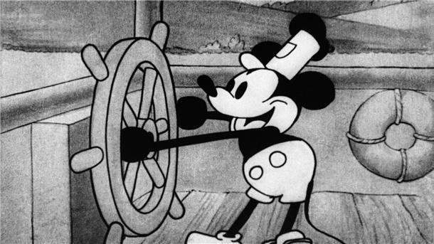 Standbild aus dem Animationsfilm „Steamboat Willie“ von Disney.