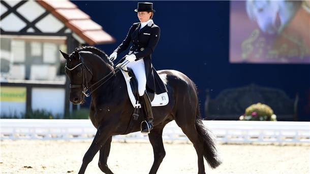 Susan Pape auf Harmony's Don Noblesse.
