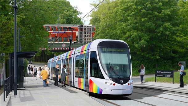 Symbolfoto einer Straßenbahn: Könnte eine Regionalstadtbahn das Cuxland und Bremerhaven besser verzahnen? Foto: Roberto Pfeil/dpa