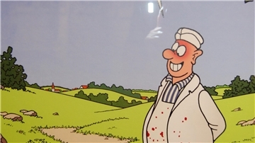 zeichnung, lachender mann