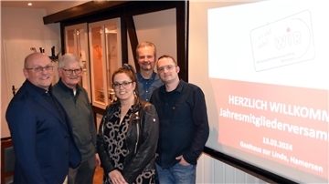 Torsten Wichern, Gerhard Inzelmann, Sarah Kramer, Bernd Dohrmann und Mathes Stabbert (von links) vom WIR-Vorstand.