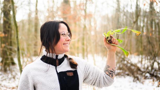 Klosterwald statt Supermarkt - Events in der Natur gefragt Trotz Schnee findet Jennifer Engelbrecht im Klosterwald Loccum allerlei Essbares.