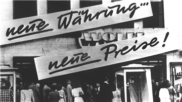 Über Nacht waren die Schaufenster voll: Mit der Währungsreform 1948 füllten sich die Auslagen.