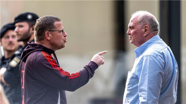 Uli Hoeneß (r) hat sich zuletzt zur Arbeit von Max Eberl (l) geäußert und damit für Wirbel gesorgt. (Archivbild)