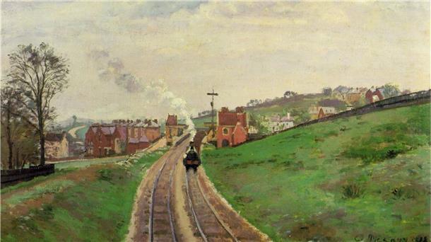 Unaufgeregtheit strahlt das Gemälde "Lordship Lane Station, Dulwich" von 1871 aus, das Camille Pissarro von einer Fußgängerbrücke über der Bahntrasse gemalt hat.