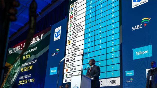 „Schlüsselmoment“ für Südafrika: ANC nach Wahl unter Druck „Unser Volk hat gesprochen, ob es uns gefällt oder nicht“, sagte Präsident Cyril Ramaphosa nach Verkündung der Endergebnisse.