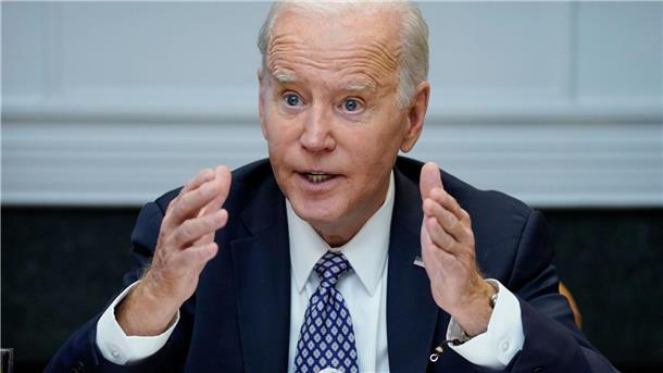 US-Präsident Joe Biden bei einem Treffens im Roosevelt Room des Weißen Hauses.