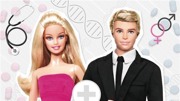 Frauen sind anders krank als Männer, symbolisch dargestellt an Barbie und Ken.
