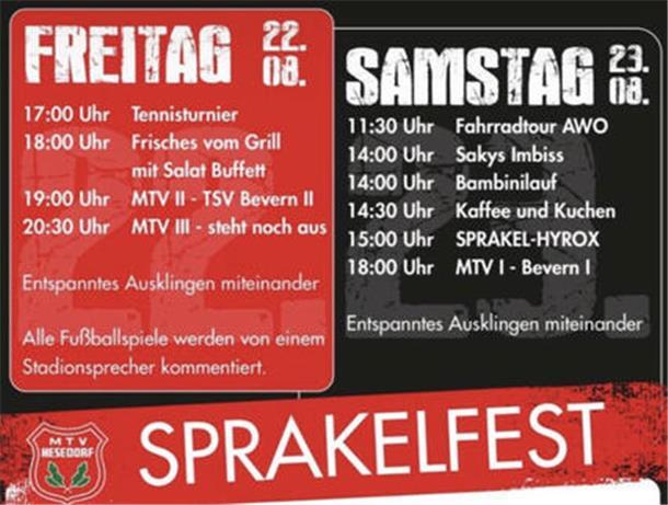 Viel Programm an zwei Tagen bietet das „Sprakelfest“ des MTV Hesedorf am kommenden Wochenende. 
