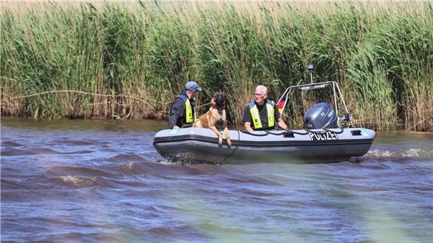 Vier speziell ausgebildete Spürhunde und ihre Hundeführer waren am Donnerstag abwechselnd auf der Oste im Einsatz.