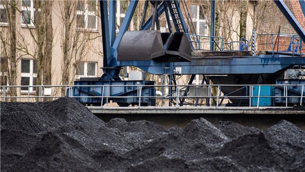 Vor einem Heizkraftwerk in Berlin-Schöneweide wird Steinkohle abgeladen. In der Energiekrise hat Deutschland im vergangenen Jahr mehr Steinkohle importiert.