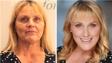 Eine Frau auf zwei Bildern