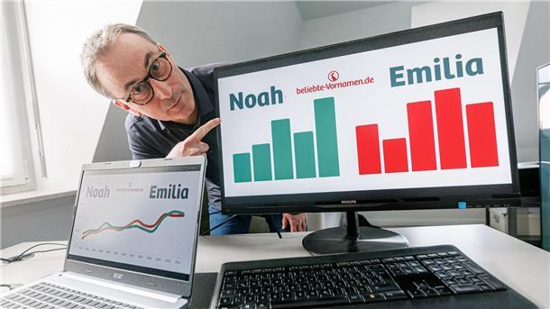 Vornamen-Experte Knud Bielefeld in seinem Büro in Ahrensburg. In die Top-10-Liste der beliebtesten Vornamen ist leichte Bewegung gekommen.