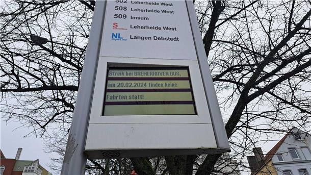 Warnstreik bei Bremerhaven Bus: Am Dienstag fallen sämtliche Fahrten aus.