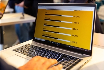 Auf einem Computerbildschirm ist ein Ergebnis einer Abfrage des Wahl-O-Mat für die Bundestagswahl 2021 dargestellt.