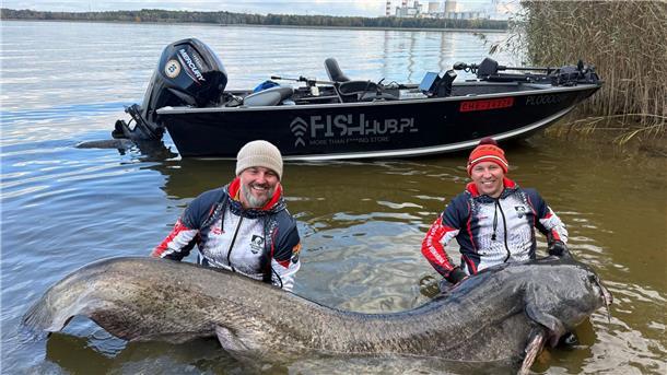Angler in Polen fangen riesigen Wels Zwei Angler in Polen haben einen fast drei Meter langen Wels gefangen. (Foto Handout)